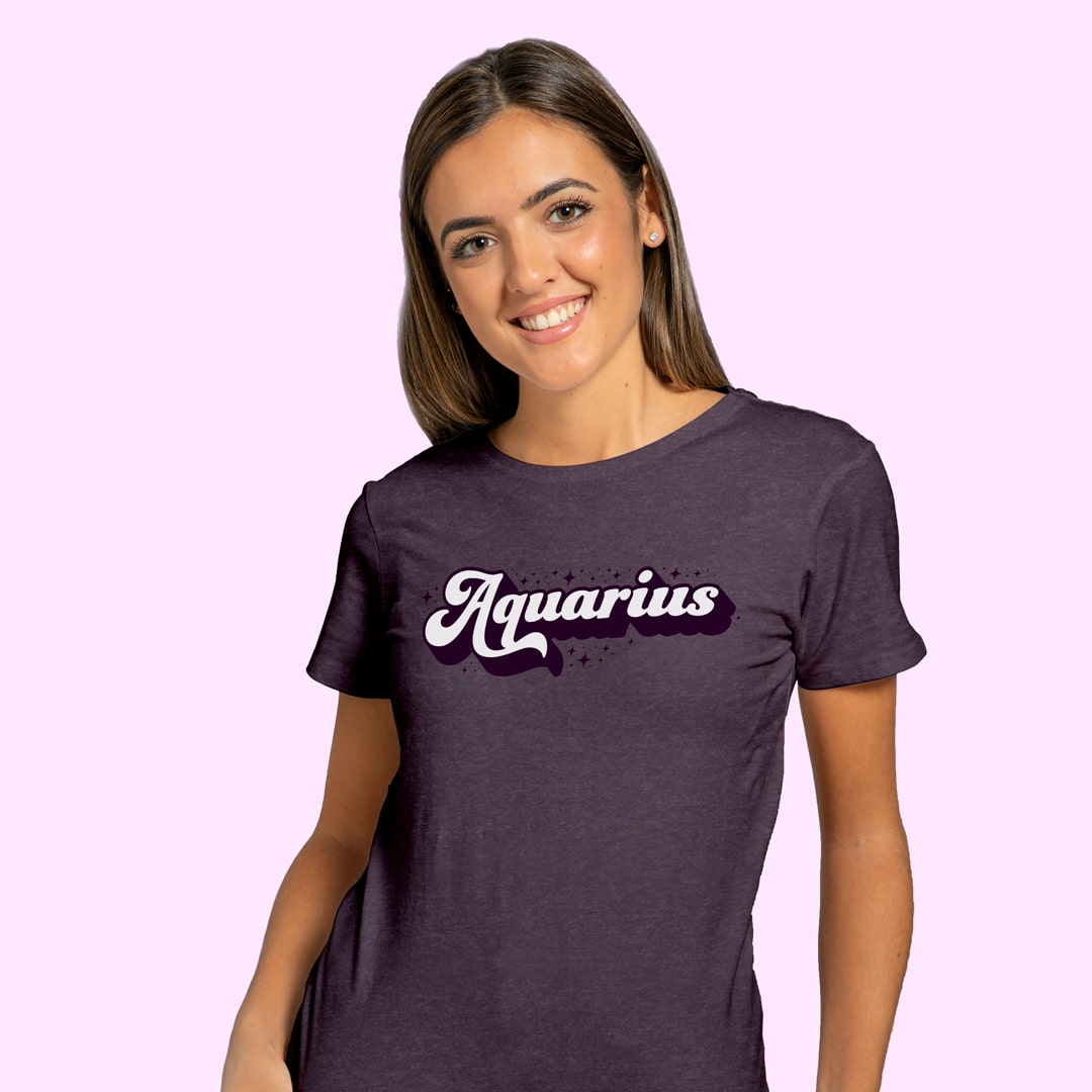 Aquarius Zodiac Sign Groovy Retro Graphic Tee