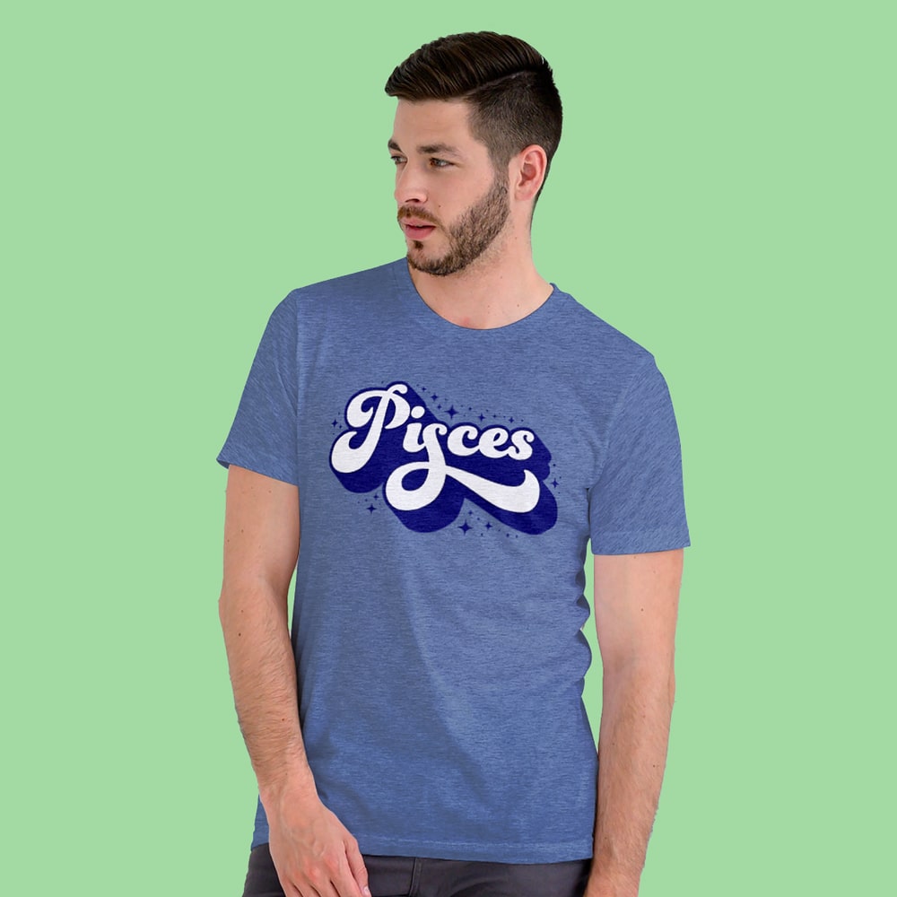 Pisces Zodiac Sign Groovy Retro Graphic Tee