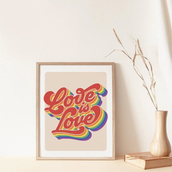 LGBT-Print-Love-is-Love-Gay-Pride-Art-Canvas-Painting-Print-Wall-Art-Retro-Rainbow-Flag