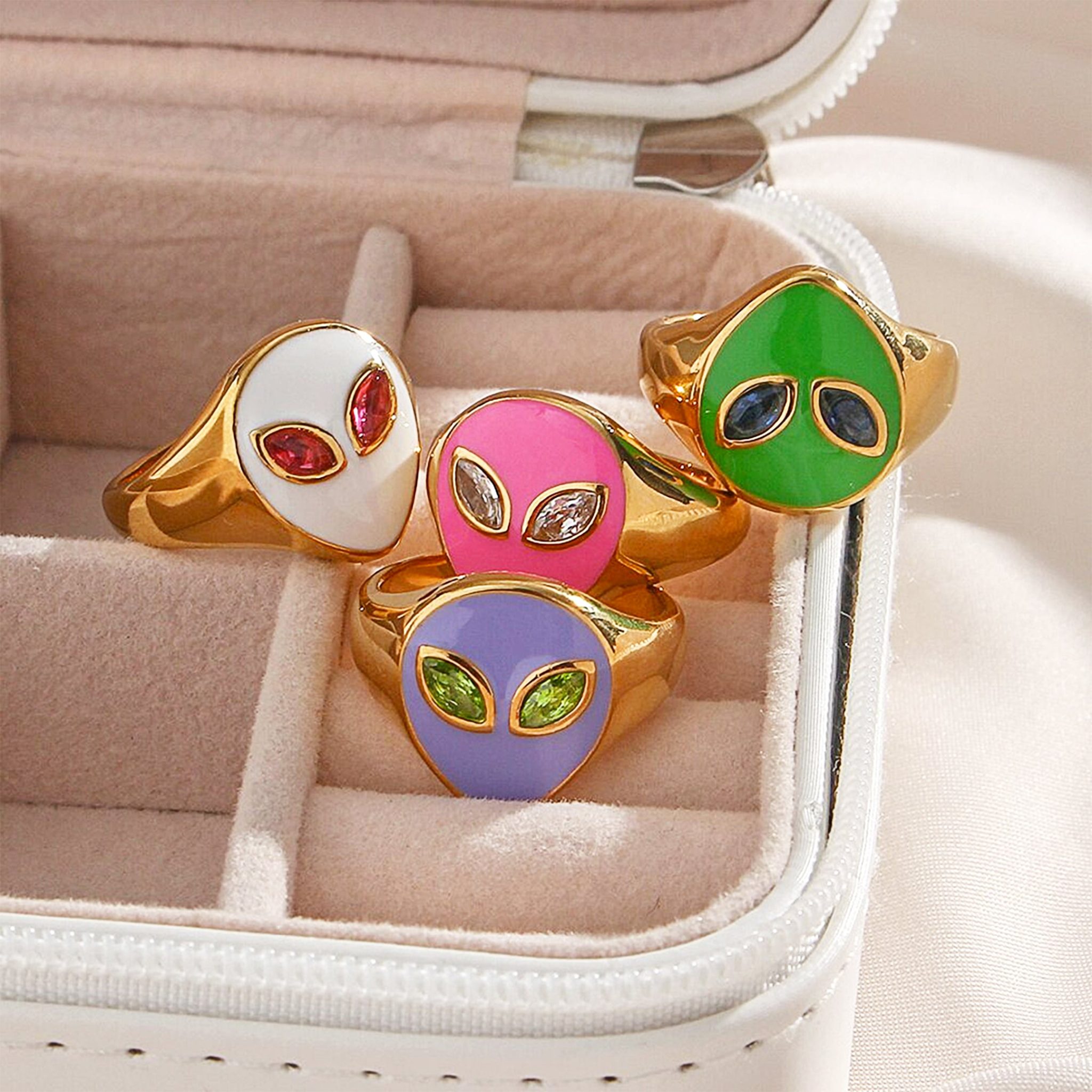 Gold Alien Gemstone Ring