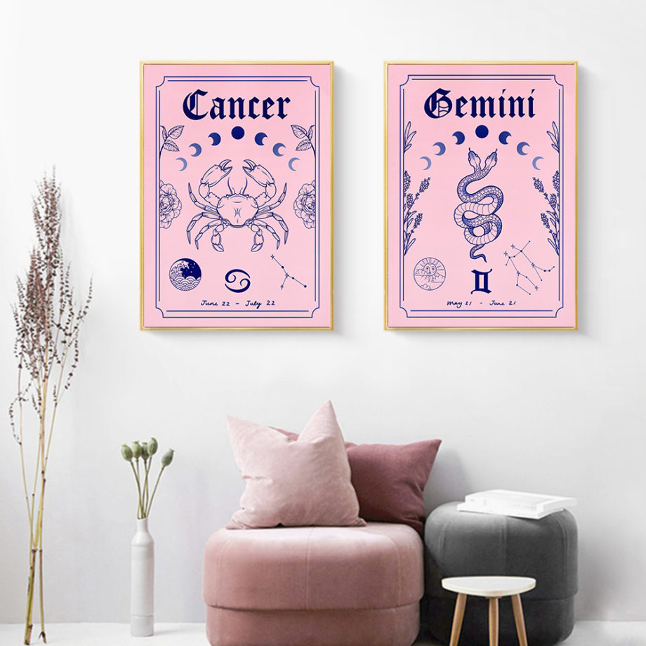 Constellation-Nursery-Wall-Art-Canvas-Poster-Print-Astrology-Boho-Cancer-Zodiac-Astrology-Painting-Water-Star-Decoration-2