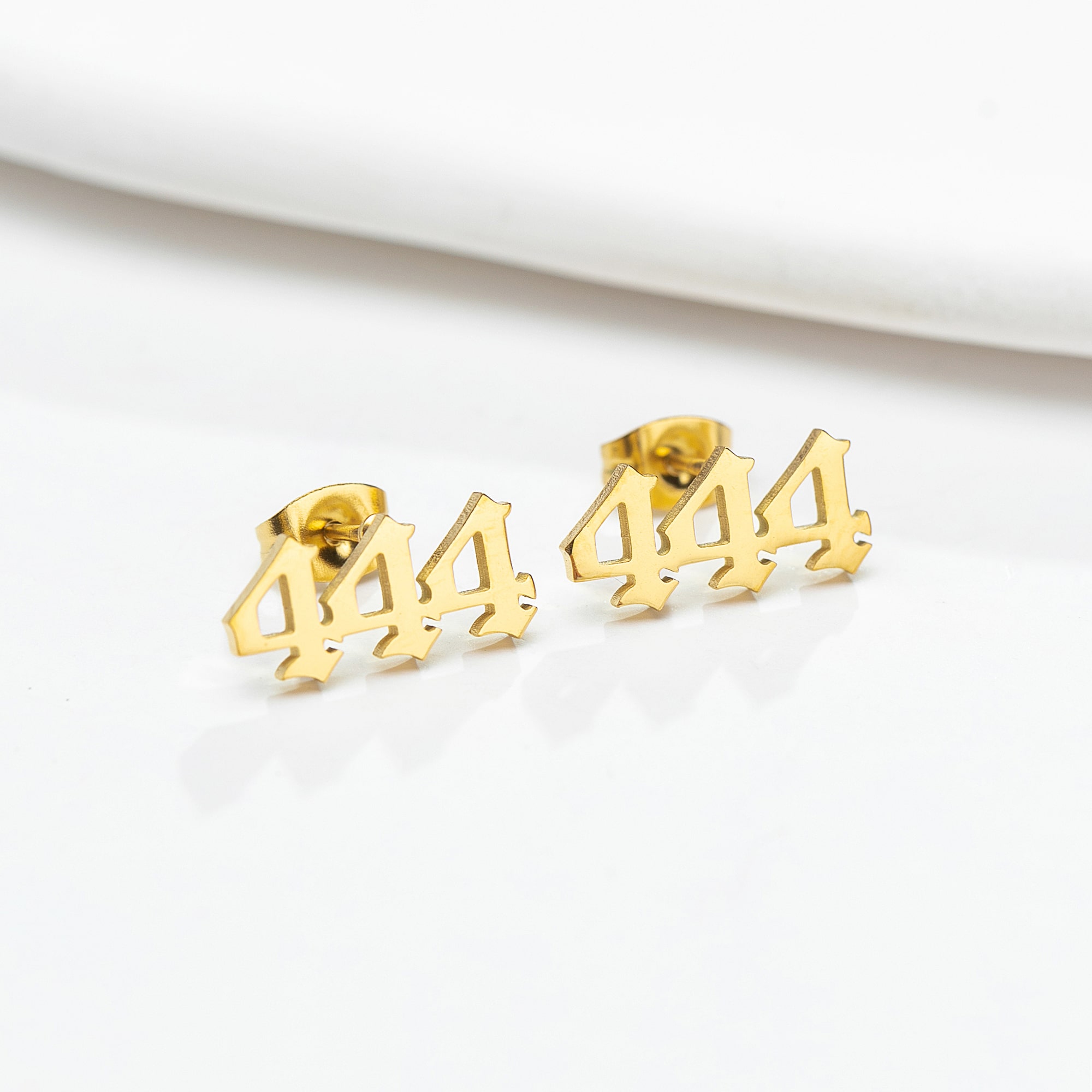 Angel Number Stud Earrings 444 Gold