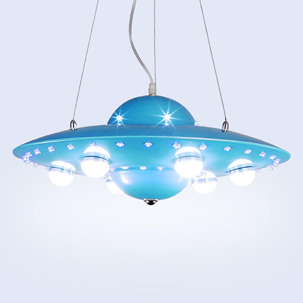 Mid-Century-Modern-UFO-Flying-Saucer-LED-Chandelier-Pendant-Light-Blue-Lit-min