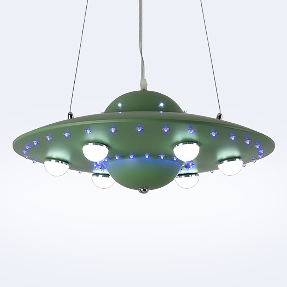 Mid-Century-Modern-UFO-Flying-Saucer-LED-Chandelier-Pendant-Light-Green-Lit-min
