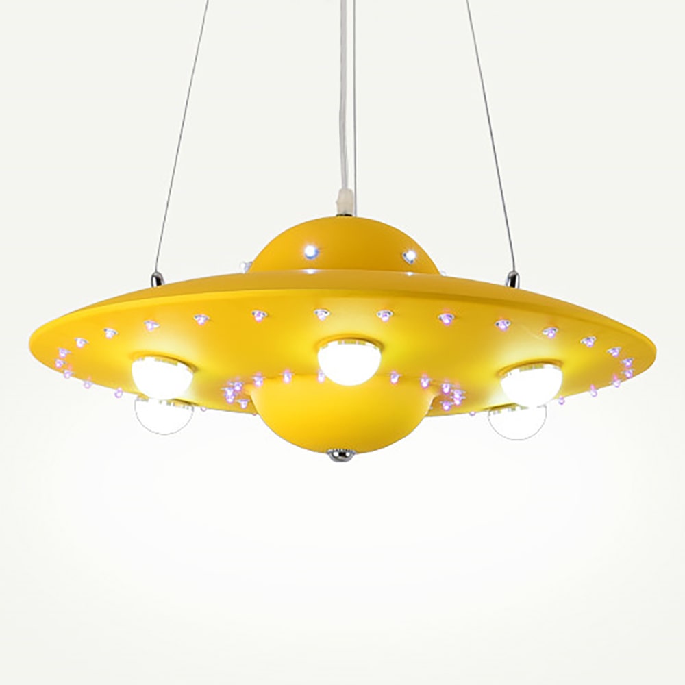 Mid-Century-Modern-UFO-Flying-Saucer-LED-Chandelier-Pendant-Light-Yellow-Lit-min