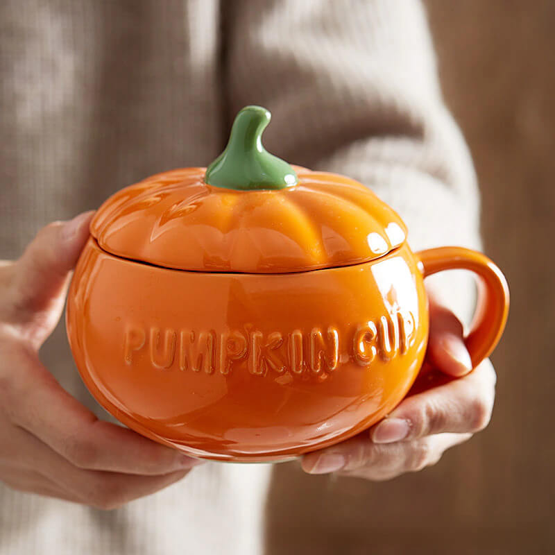 Ceramic Pumpkin Cup with Lid