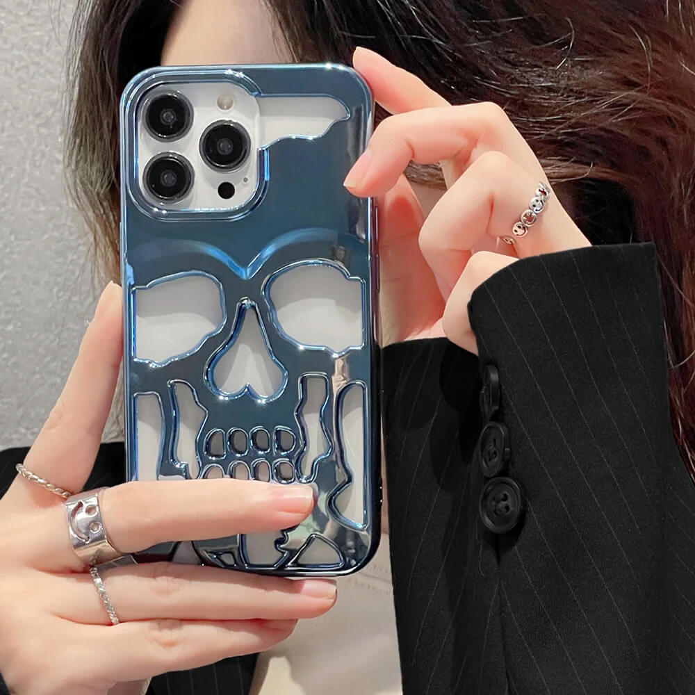 Stellar-Skeleton-Hollow-Skull-Phone-Case-Metallic-Blue-1
