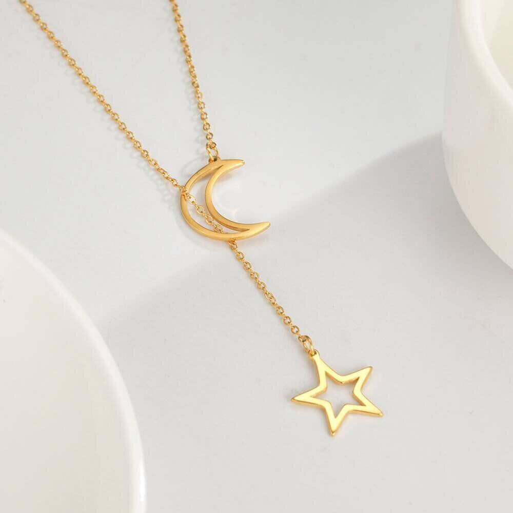 Stellar-Skeleton-Asymmetrical-Gold-Moon-and-Star-Necklace-1
