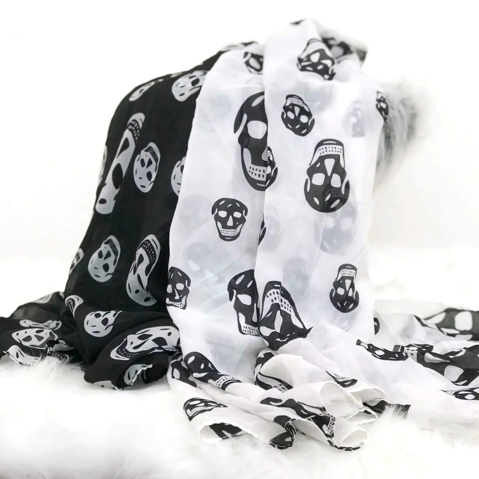 Silk Skull Scarf Shawl Beach Cover Up Lightweight Wrap