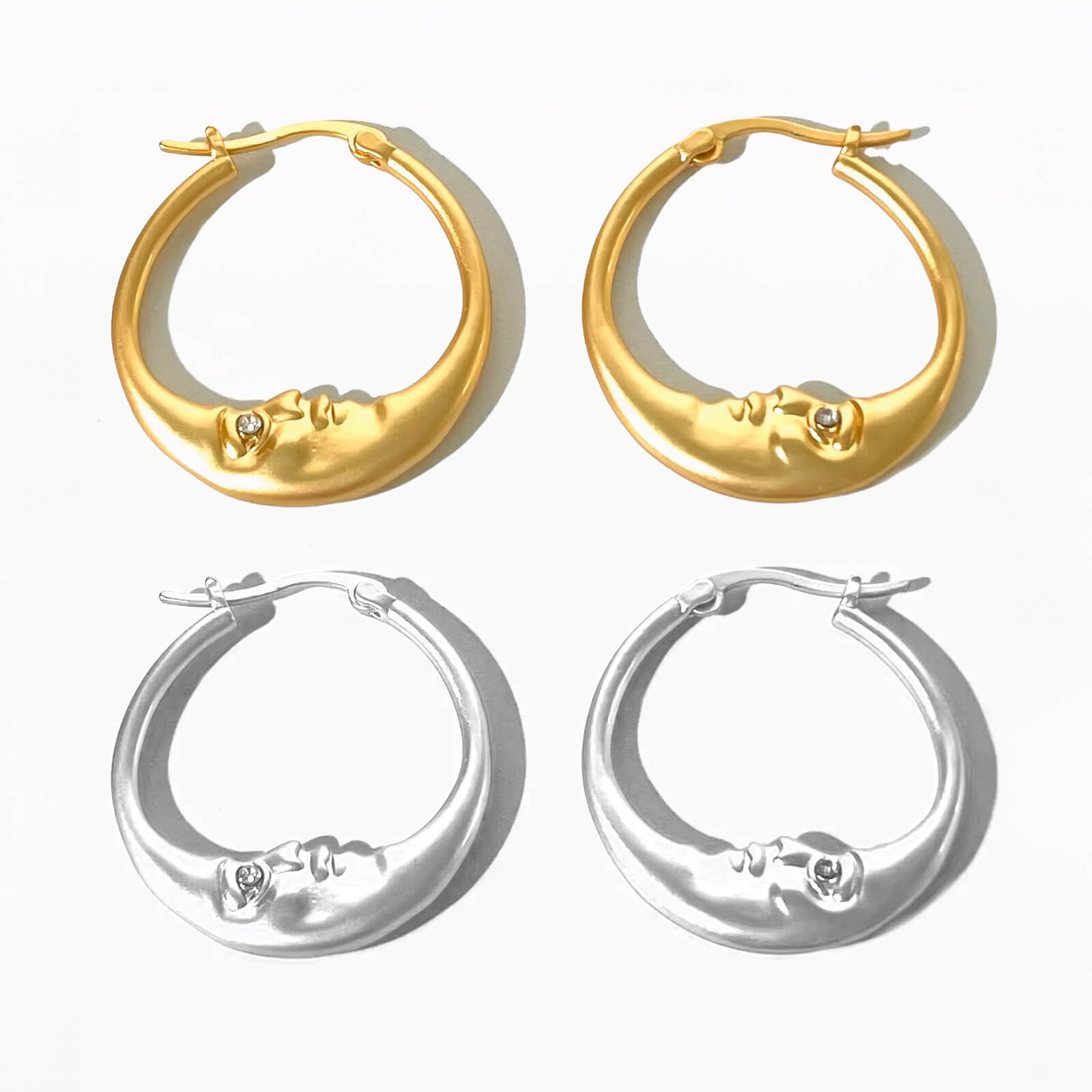 gold hoop earrings for women gold earrings silver earrings gold hoops silver hoop earrings moon earrings