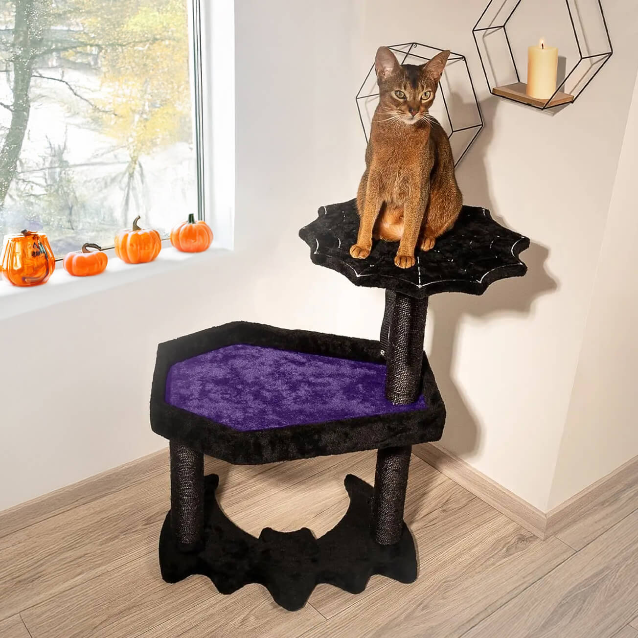 halloween cat tree coffin cat tower