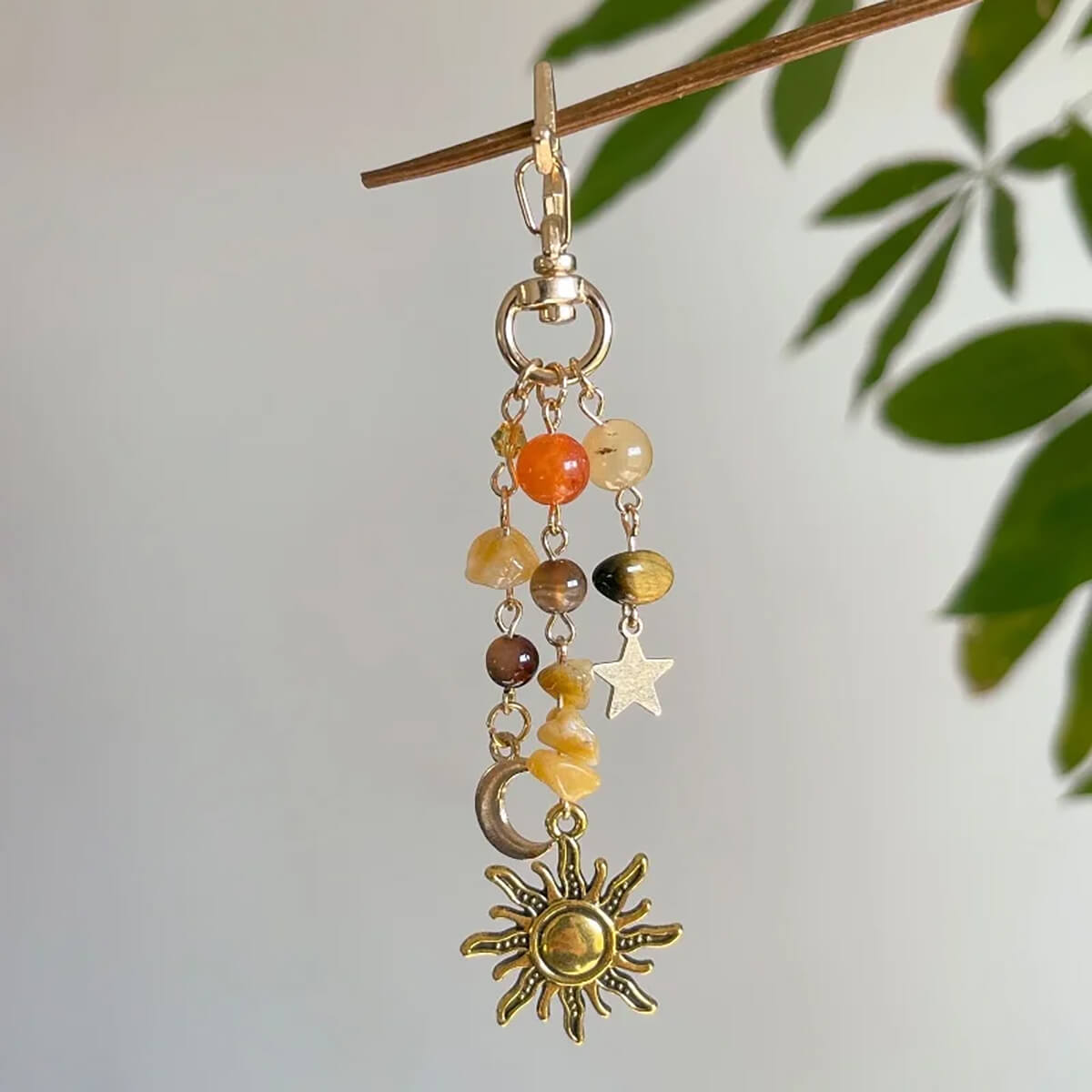 Citrine-Crystal-Tigers-Eye-Crystal-Sun-and-Moon-Stars-Gold-Boho-Keychain-Bag-Charms-2